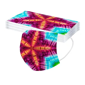 

10-50PCS Tie-dyed Disposable Mask For Adult Unisex Colorful Printed Breathable Mask Adult Face Cover Mascarillas Desechables