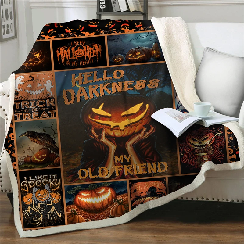 

Magic Pumpkin 3D Printed Plush Fleece Throw Blanket Adult Fashion Quilts Home Office Washable Kids Halloween Gift Sherpa Blanket