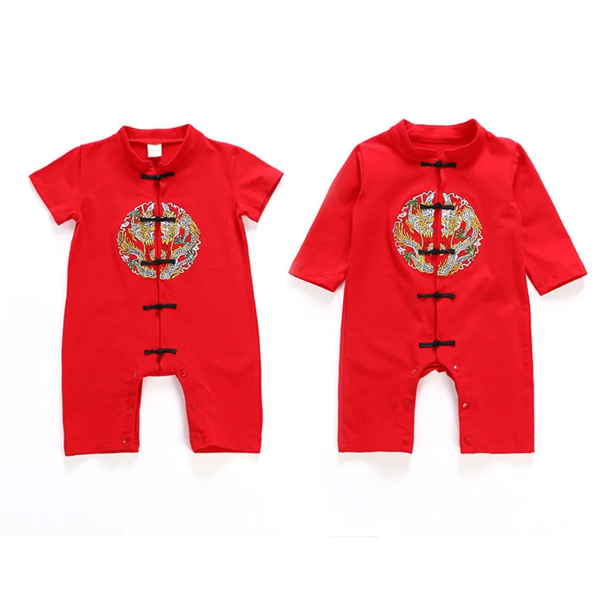 Китайские традиционные костюмы для новорожденных детские комбинезоны с