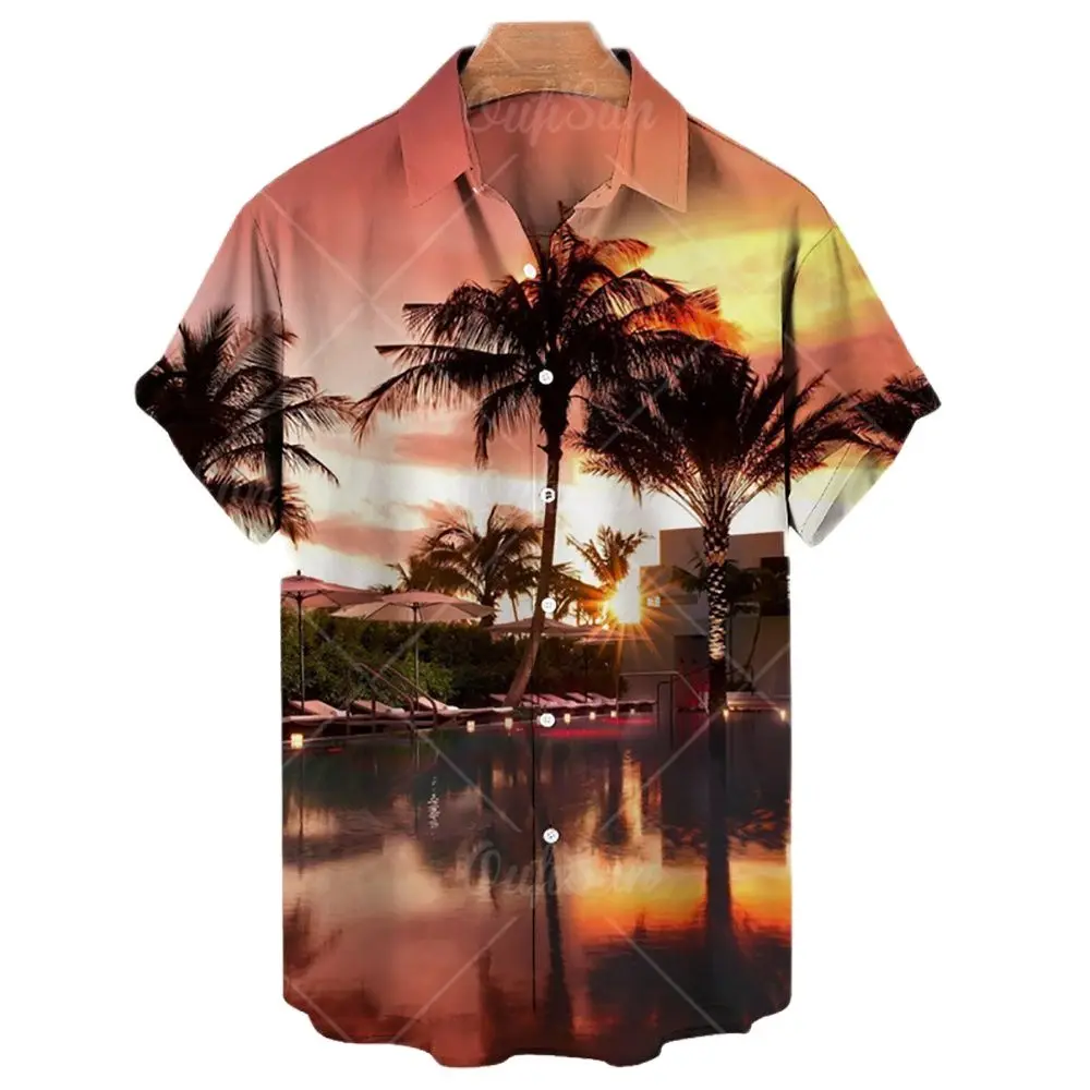 Camisa havaiana para homem pôr-do-sol praia estilo unisex camisa masculina  moda casual manga curta solta confortável respirável camisa topos -  AliExpress, image size:1000x1000