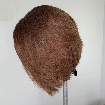 

#4 Color Straight Short Bob Hair Wig Synthetic Lace Front Wig For Women Heat Resistant Fiber Wig Natural Hairline Side Part