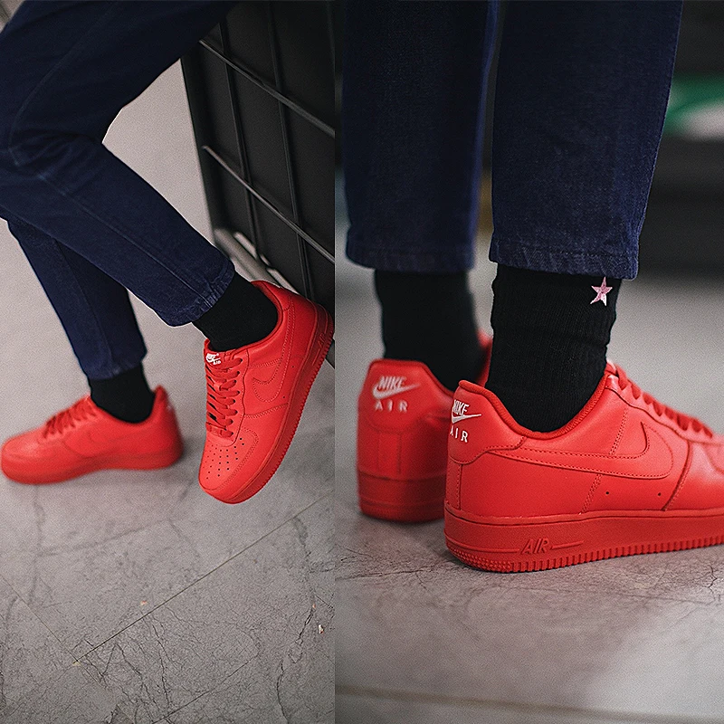 Женская обувь для скейтбординга NIKE AIR FORCE 1 AF1, красная, легкая, износостойкая, нескользящая, дышащая, AH6512 991