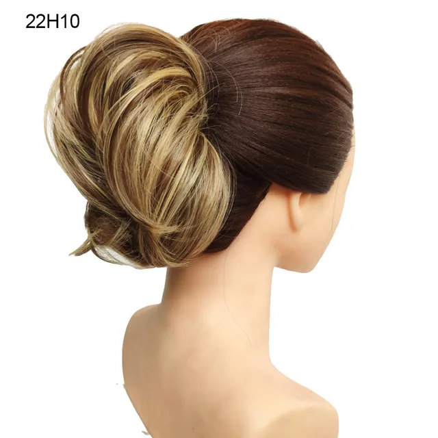 Jeedou Messy Chignon Donut Hair Bun Pad Elastic Hair Rope Rubber Band Synthetic Hairpiece Gary Brown Color S-22H10