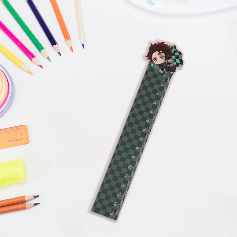 

For Office School Stationery Anime Demon Slayer Kimetsu no Yaiba Acrylic Ruler Set Straight Triangle Ruler Protractor