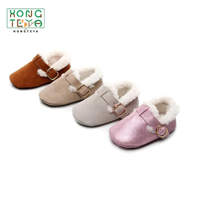 Детская мягкая обувь для малышей снизу от 0 до 12 лет, для новорожденных детская обувь Зимняя Новые Домашние тапочки из натуральной кожи, детская обувь хлопок теплый комплект верхней одежды