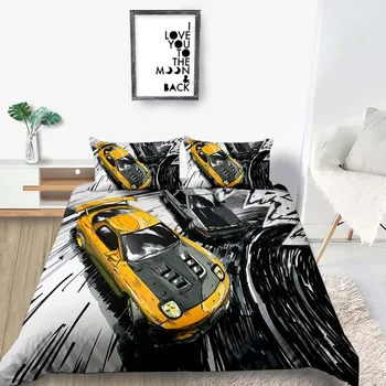 

Car Race Bedding Set For Young Man Cool Fashionable Duvet Cover Queen King Single Twin Full Double Unique Design Bed Set