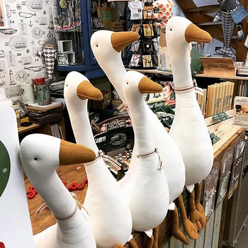 

Hot Big White Goose pillow plush toy Cute baby company sleeping doll soft Cotton stuffed animal Crib protection home decoration