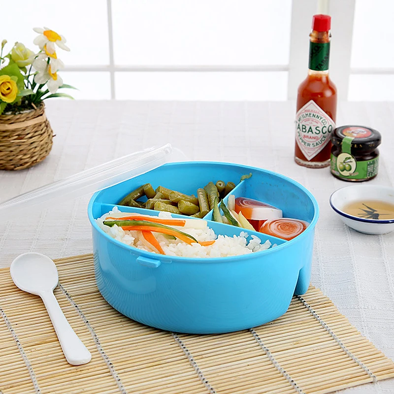Портативный Bento Box Microwavable Ланч-бокс для детей с 3 отсеками контейнер для еды хранения с ложкой