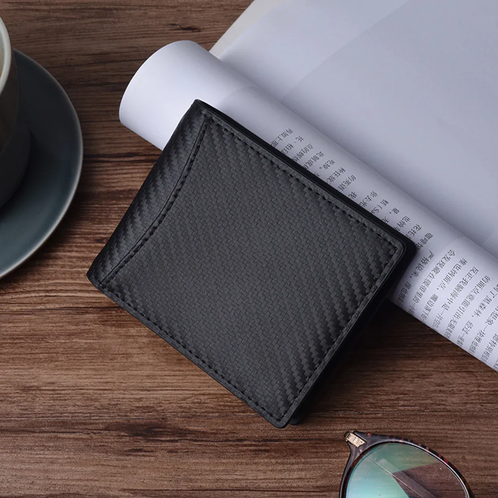 

Men Carbon Fiber Leather Wallet Anti-magnetic Wallet Men's Cow Leather Wallet Multi-card Bit Card Holder Purse Billetera Hombre