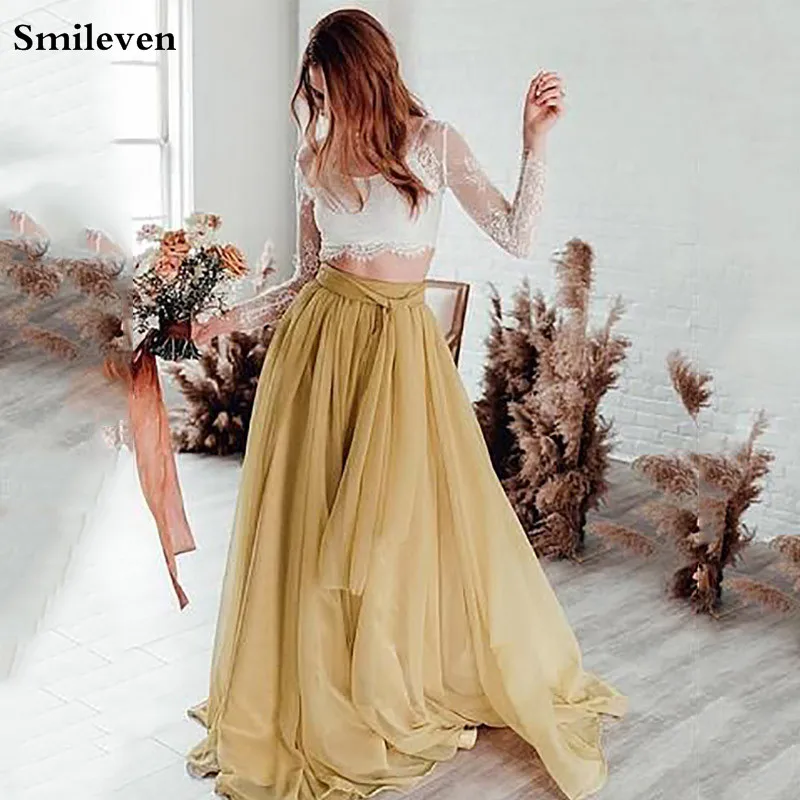 Smileven Boho свадебный наряд из 2 предметов с длинными рукавами кружевные пляжные платья невесты элегантные свадебные платья Boho