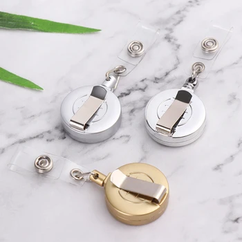 

1pcs 3 Colors to choose Retractable ID Card Badge Reel Chrome Metal Retractable Door Pass Holder Retractable Chain Work Card Key
