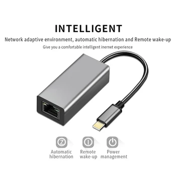 

DataRoad USB C Ethernet USB-C to RJ45 Lan Adapter for MacBook Pro ChromeBook Type C 10/100/1000 Network Card USB Ethernet