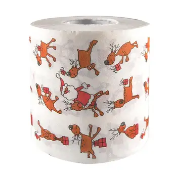 

25M Cute Christmas Santa Claus Reindeer Print Bath Toilet Paper Tissue Roll It is printed with Santa Claus and reindeer pattern.