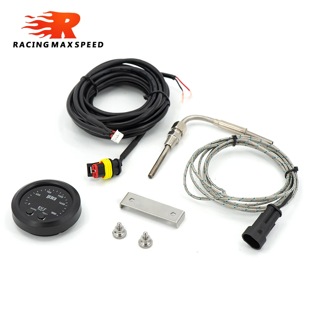 Universal Ultra-Thin Round 52MM Exhaust Temperature Gauge with Red Light LED Display 0-1800 F Car Accessories