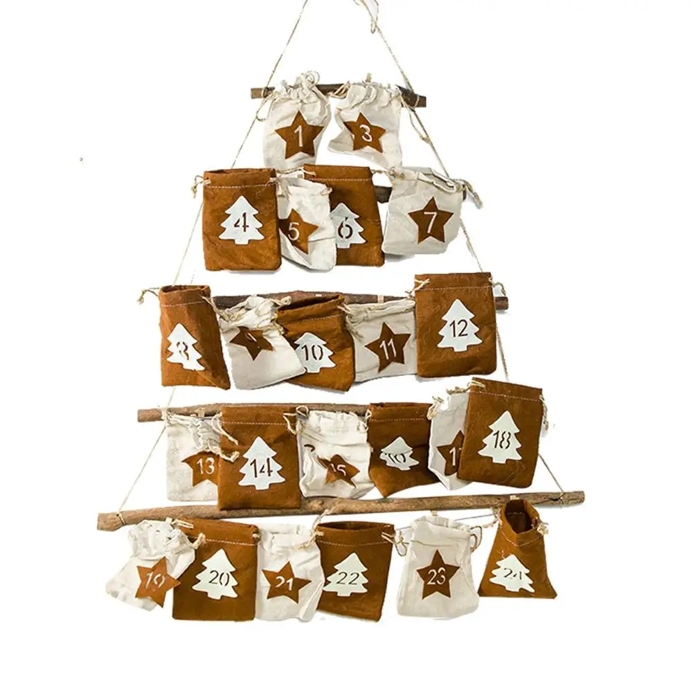 

Christmas Countdown Calendar Hanging Bag Space Saving Candy Storage Display Gift