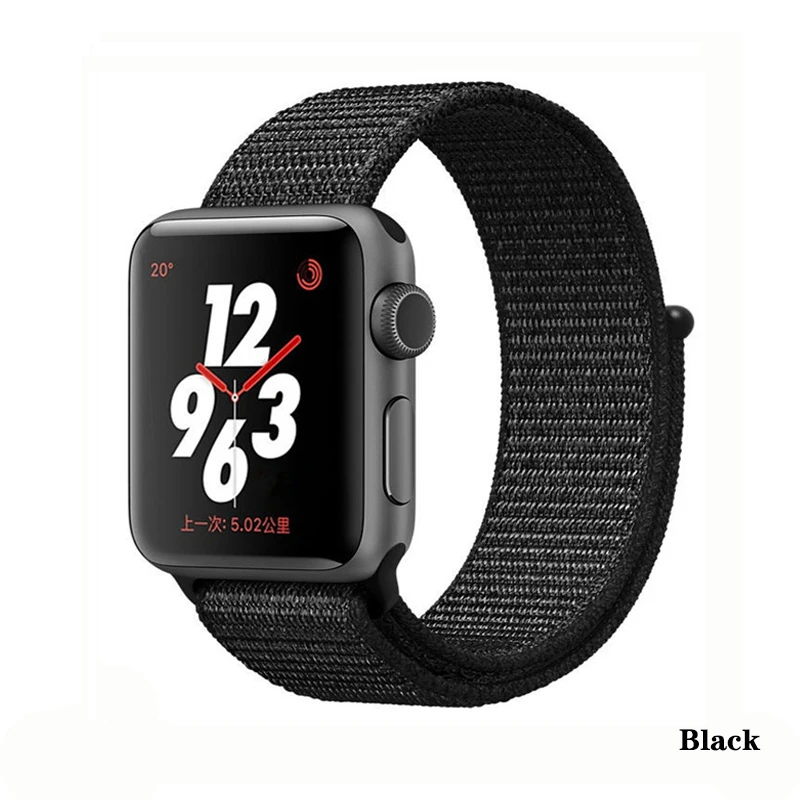 Black Нейлон pulseira для apple watch band 4 44 мм 40 мм(iwatch 5) apple watch 3 2 1 ремешок 42 мм 38 мм дышащий браслет ремень аксессуары - Цвет ремешка: Black