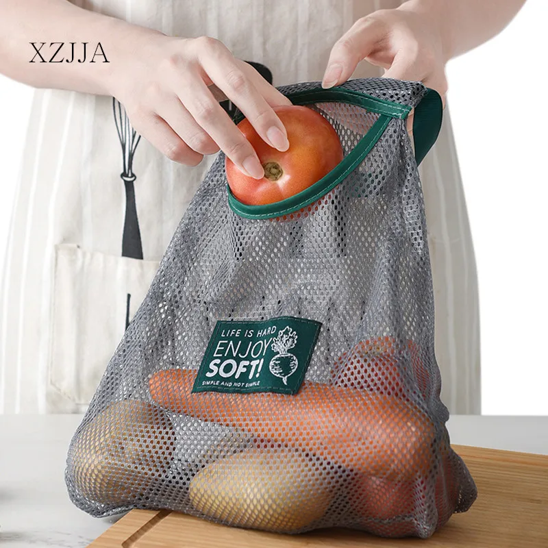XZJJA многоразовые мешки для производства кухонного лука, картофеля, овощей, Сетчатая Сумка, подвесная Эко сумка для фруктов, многофункциональная кухонная корзинка для хранения