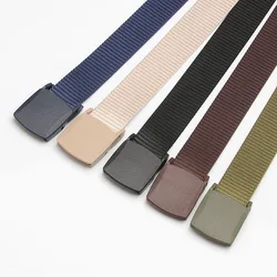 New Adjustable Men's Belt Canvas Waist Belt Unisex Outdoor Tactical Multifunctional Quick Drying Plastic Trousers Buckle Belts