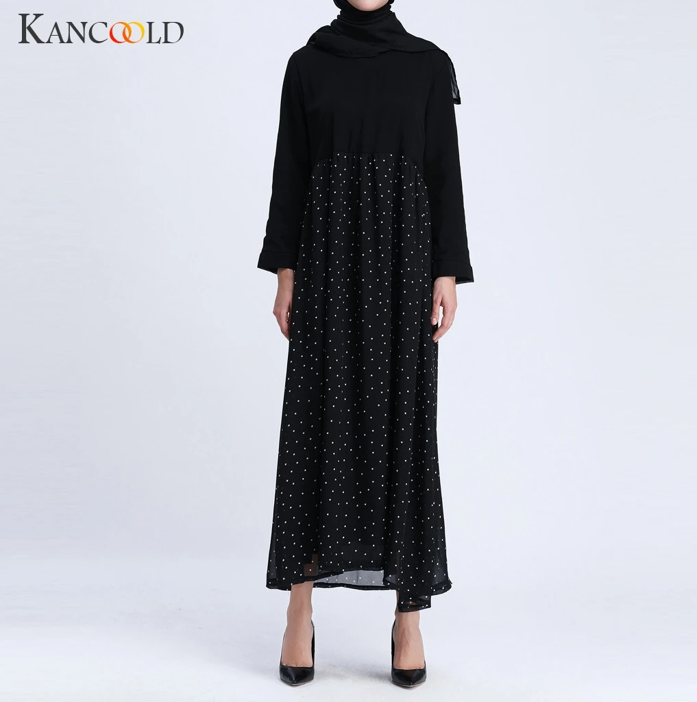 KANCOOLD, весна 2019, новое мусульманское свободное шифоновое платье большого размера, женское модное платье