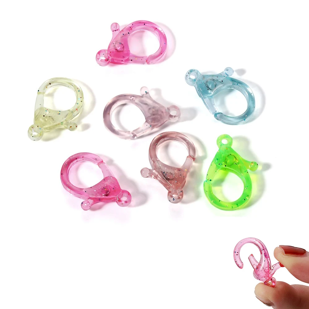 30 Teile/los Transparent Kunststoff Karabinerverschluss Haken Schlüssel Kette Clips Stecker Für Schlüssel Kette DIY Schmuck Machen Liefert Zubehör
