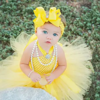 

Halter Vestidos Girls Summer Dress 2019 Brand Backless Toddler Princess Tutu Dress Children Costume for Kids Clothes Yellow 2-6T