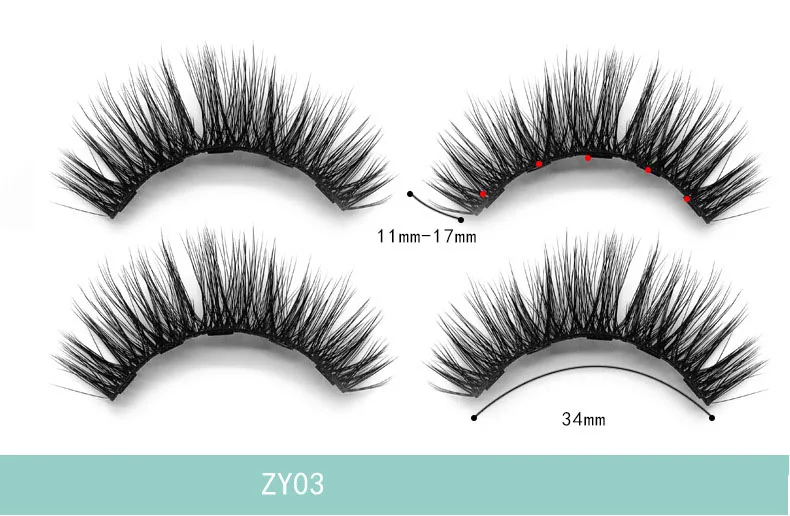 Пять магнитов 2 Пары ресниц Набор без клея 3D Магнитные накладные ресницы Магнитная подводка для глаз - Цвет: ZY03