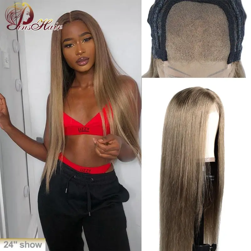 Hot Products! Gray Lace Front Human Hair Wig Brazilian Straight Human Hair Wig 4*4 Green Wig Pre Plucked With Baby Hair 130 Pinshair Remy Hair