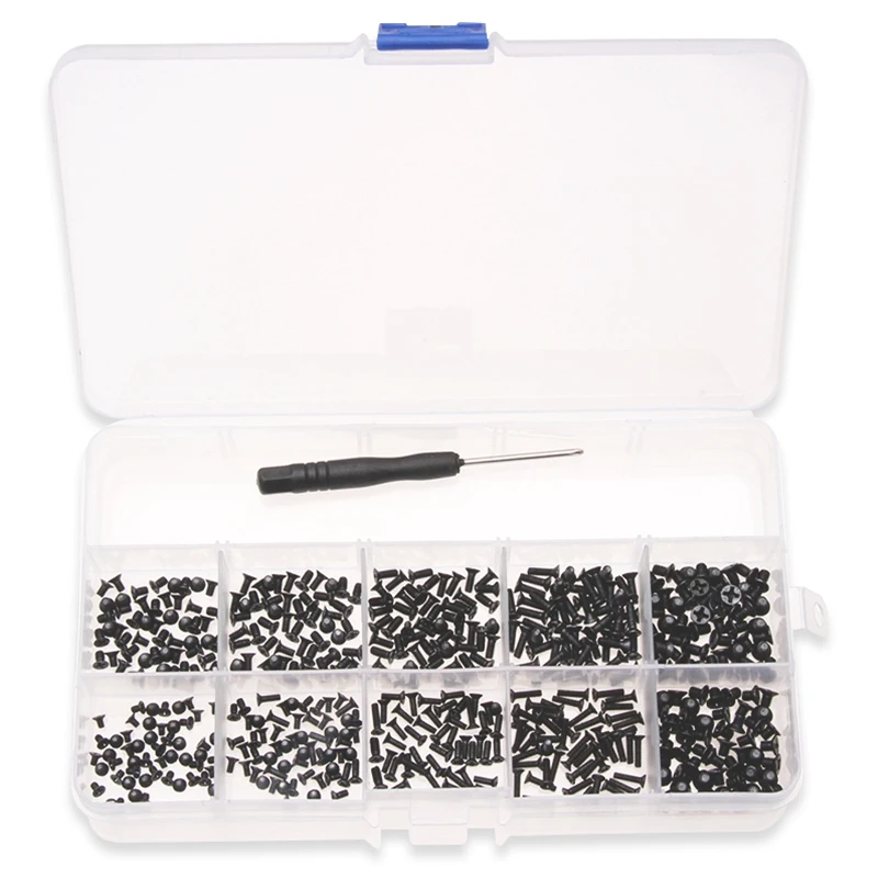 

500Pcs/Box M2/M2.5/M3 Black Metal Cross Head Screw Bolts Phillips Screws Cross Recessed Bolts With Screwdriver For Hardware Work