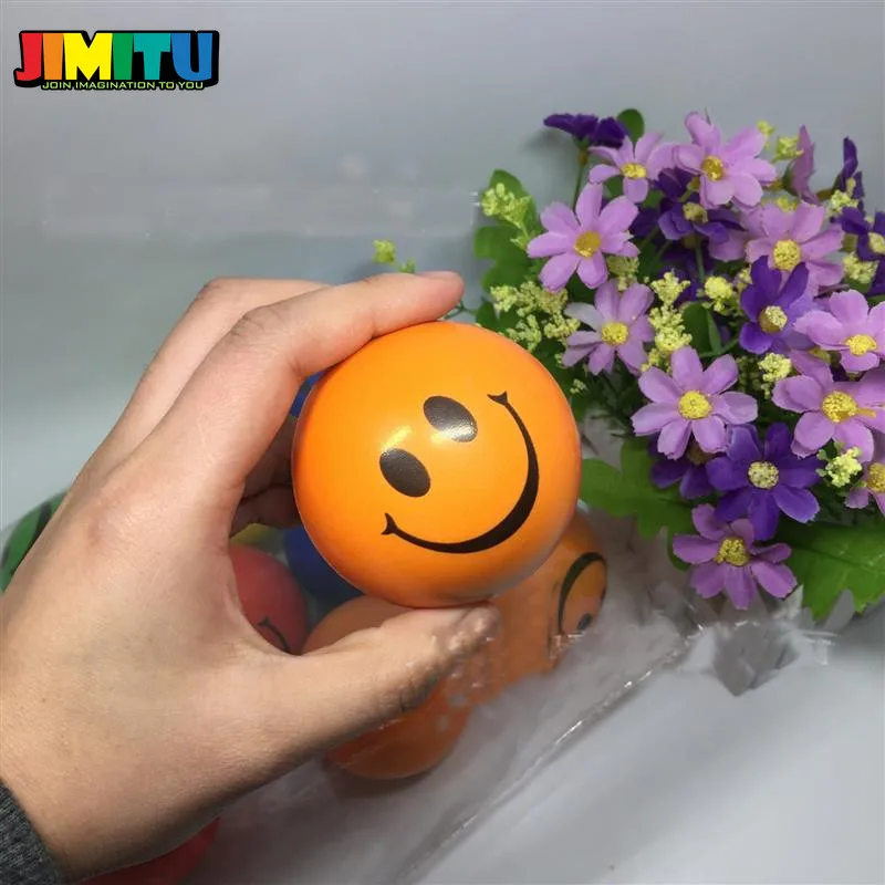 JIMITU 6,3 см принт в виде смайлика губка пены мяч Сожмите Мяч для снятия стресса 12 шт./компл., PU искусственная кожа, резиновая игрушка для снятия напряжения запястье руки упражнения игрушечные мячики