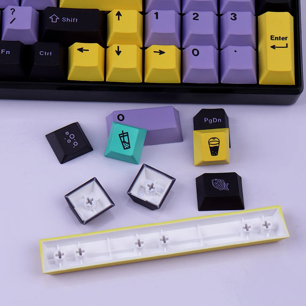Gmk Taro Grande Conjunto Tema Keycap Pbt Cherry Profile Dye-sub Keycaps para mx Switch Teclado de Jogos Mecânico Roxo Amarelo - Imagem 6