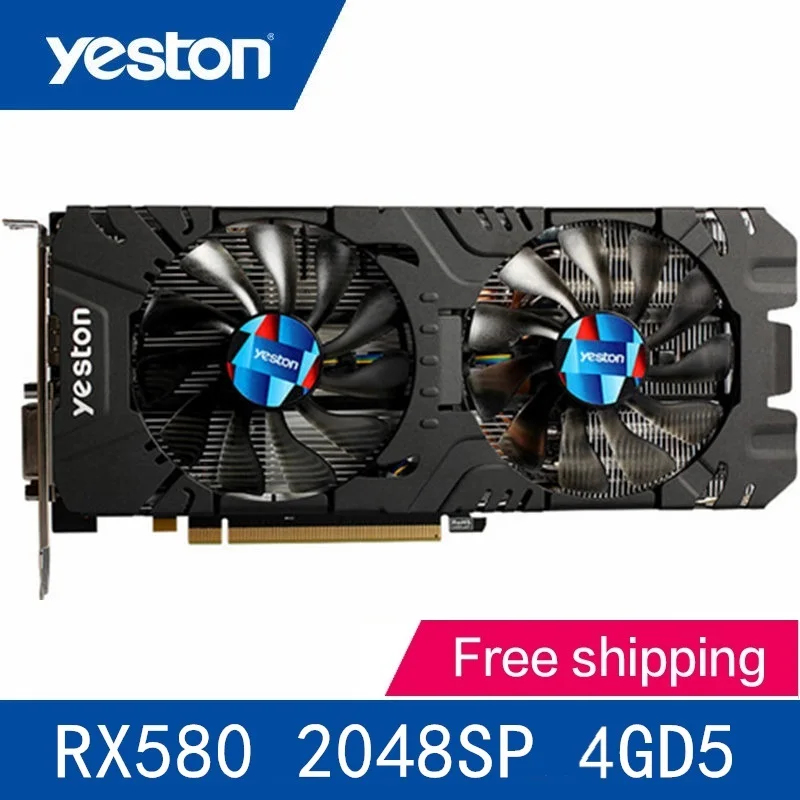  Yeston Radeon RX580 2048SP-4G GDDR5 Video Gaming Graphics Card PCI Express x16 3.0 External Graphic
