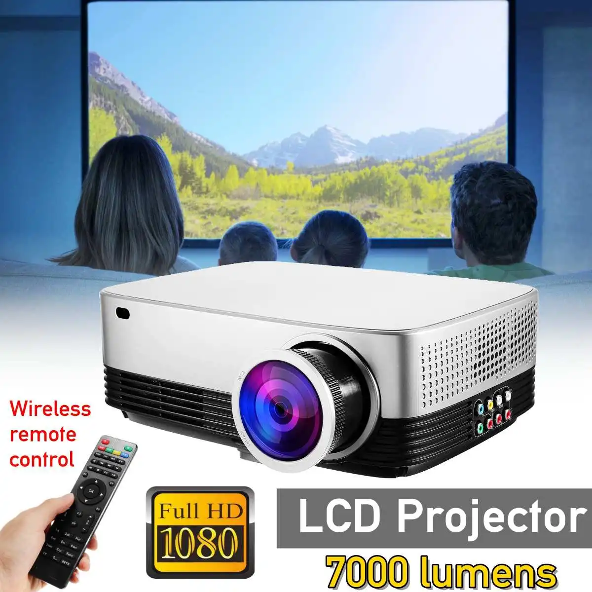 

LCD Beamer 5.8 Inch Native Multimedia Projector 7000 Lumens Video Home Cinema HDMI Movie Game Proyector