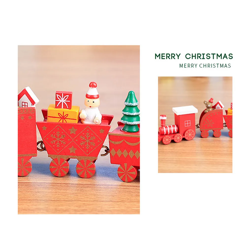 New Christmas Train Painted Wood Christmas Decoration for Home with Santa/bear Xmas kid toys gift ornament navidad new year Gift