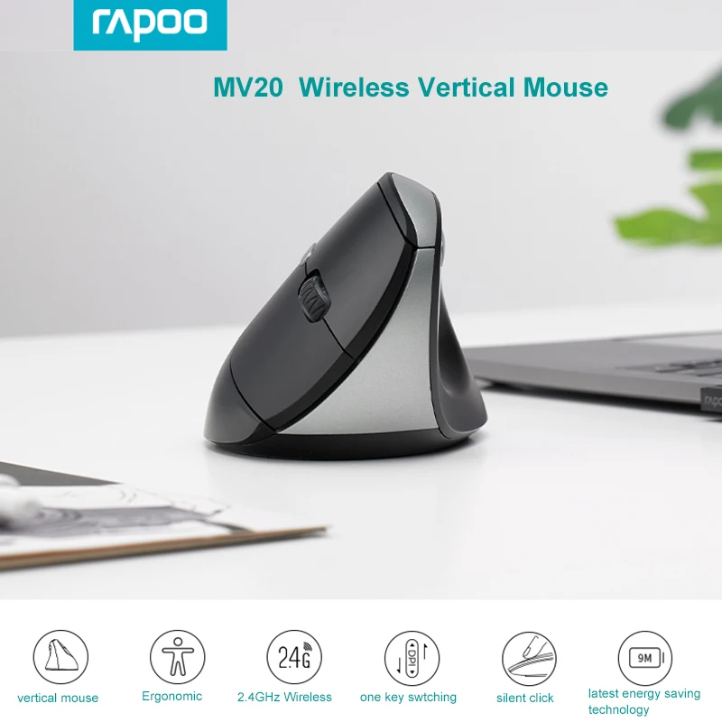 best office mouse RAPOO MV20 Ergonomic Office Vertical Wireless Silent Mouse 6 Buttons 600/1200/1600 DPI Optical Mice For PC Laptop/Desktop wireless mouse for mac