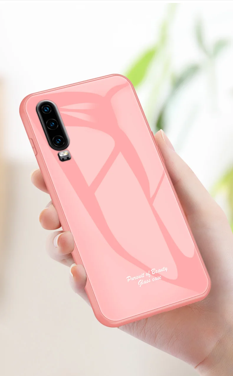 Macaron Glass Case For Huawei P30 Case ELE-AL00 ELE-L09 ELE-L29 Fashion Cute Shockproof Border Cover For Huawei P30 Phone Cover