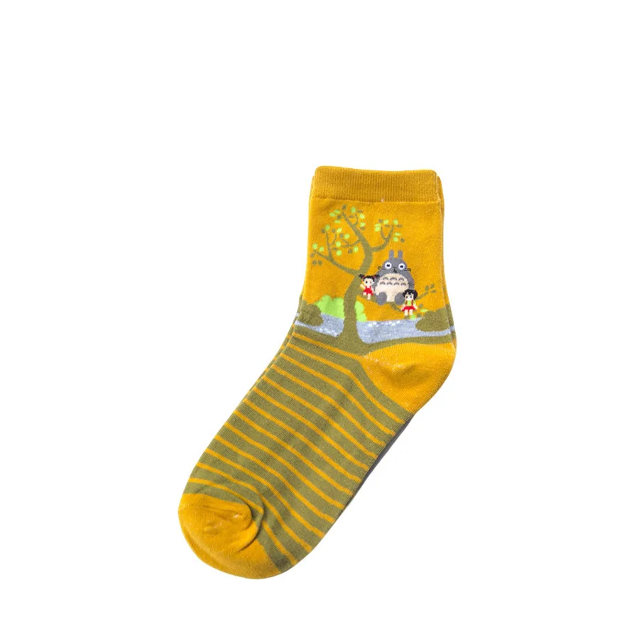 Totoro Stripes Короткие носки для взрослых с рисунками из мультфильмов; полосатые носки в японском стиле; Tonari No Totoro; Унесенные призраками Мэй Миядзаки Хаяо; мужские носки без лица - Цвет: Totoro Stripes