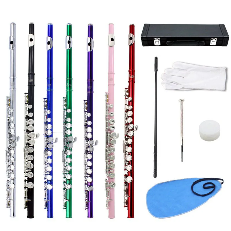 Professional Flutes Musical Instruments Chinese Dizi Flauta 16 Holes C Key Woodwind with Gloves Mini Screwdriver Padded Case