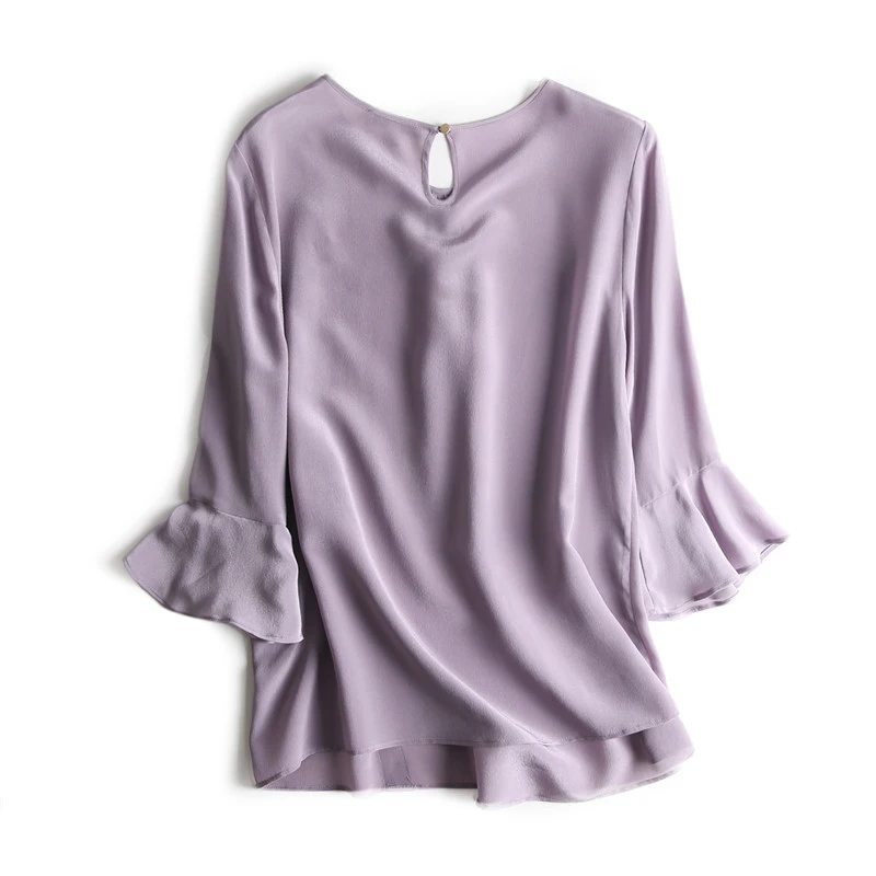 SuyaDream Silk Blouses Woman 100%Silk Crepe 3/4