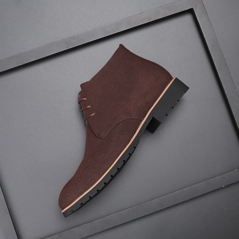 Men's Ankle Chelsea Boots - Cow Suede Leather. Slip-On Style - true deals club