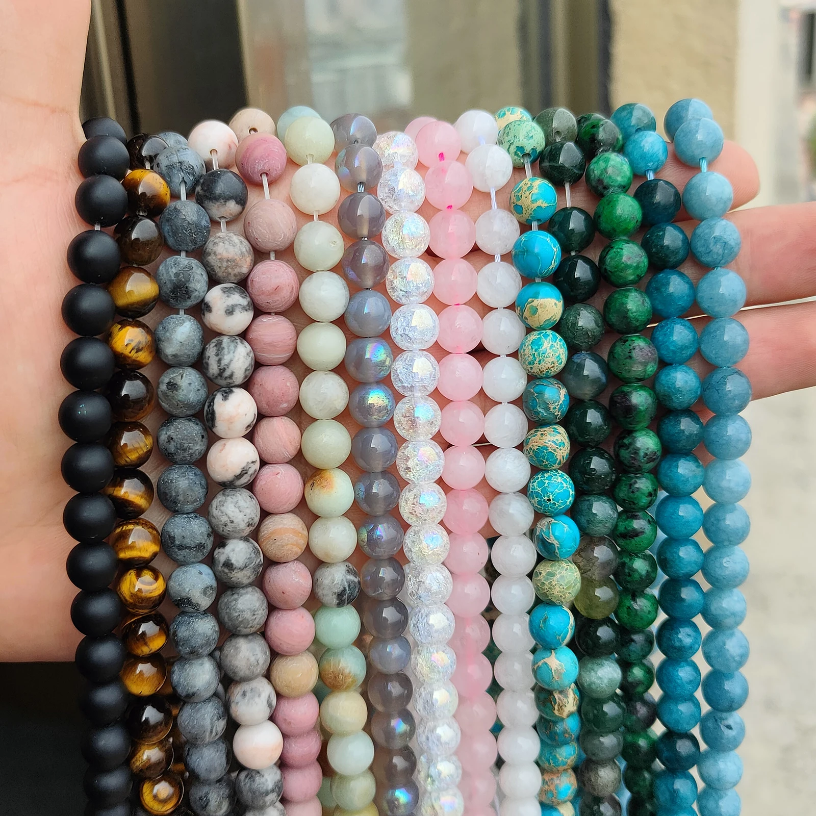 Бусины из натурального камня агат лазурит кристаллы аметиста круглые россыпью