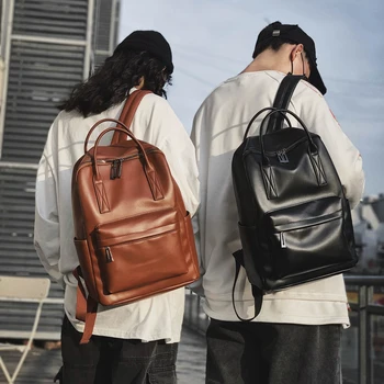 

New Vintage Large Backpack Women PU Leather Rucksack Women's Knapsack Men Travel Backpacks Shoulder School Bags Mochila Feminina