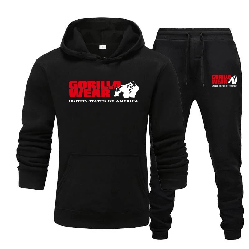 GORILLA WEAR-Conjunto de sudadera y pantalones con capucha para hombre, chándal informal, chándal de Fitness, gran oferta, 2021
