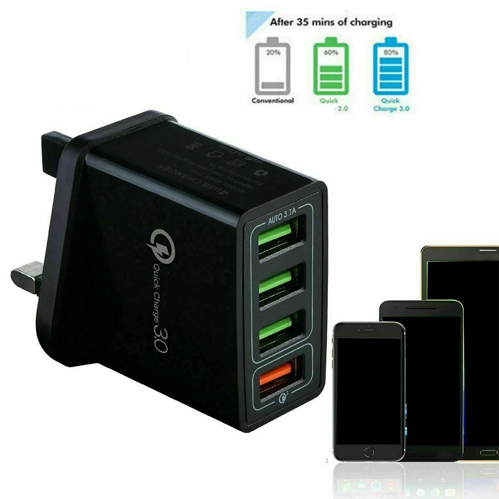 4USB QC3.0 быстрое зарядное устройство многопортовый Стандартный Мульти-USB зарядное устройство для мобильного телефона зарядное устройство для путешествий usb-хаб умное зарядное устройство