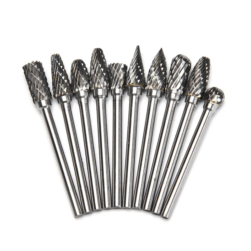 LAMEZIA 10Pcs Mini Dremel Carbide Accessories Grinder Engraving Carving Drill Bit Set Wood Cutter Micro Tool For Metaliworking
