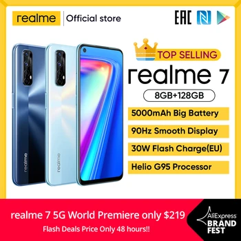 Realme 7 Versión Global teléfonos móviles desbloqueados 30W carga rápida teléfono inteligente 8GB RAM 128GB ROM teléfonos móviles Helio G95 Gaming Phone