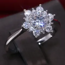 Романтическое кольцо Huitan с шестью лепестками, милый снежный цветок, ослепительное кубическое циркониевое кольцо с камнем, Серебряное золото, розовое золото, доступны цвета