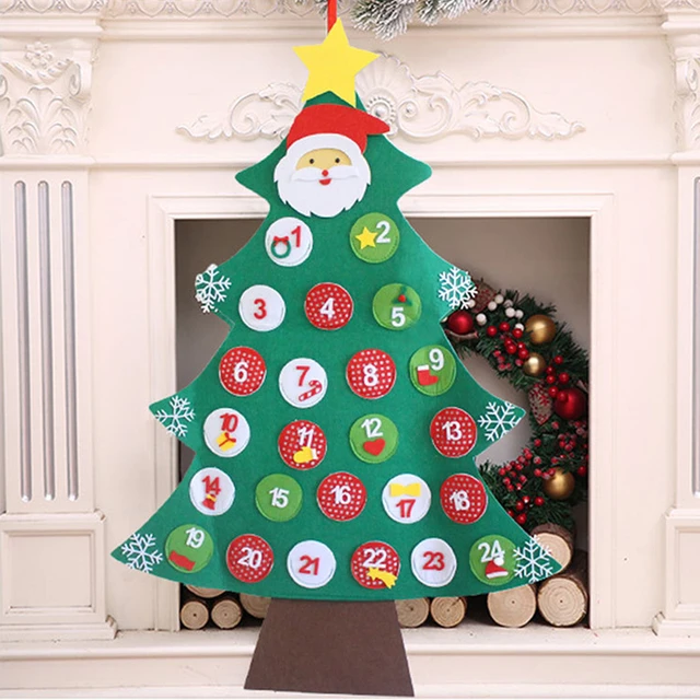 Christmas tree advent calendar birthday advent calendar fabric advent  calendar with pocket DIY New Year decorations christmas - AliExpress