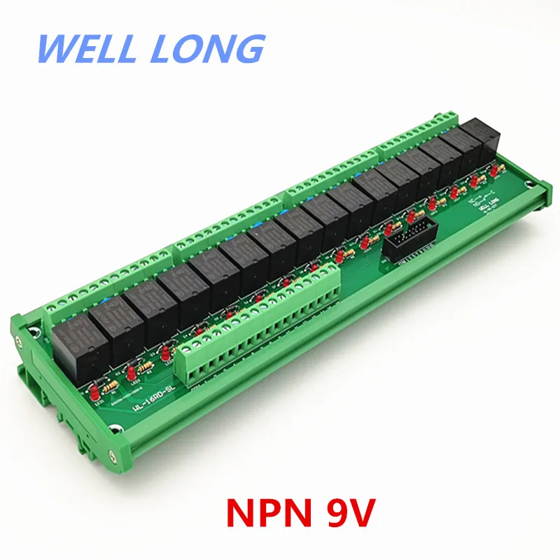 DIN рейку 16 канальный тип NPN 9V 15A Модуль интерфейса реле питания, реле HF JQC-3FF-9V-1ZS