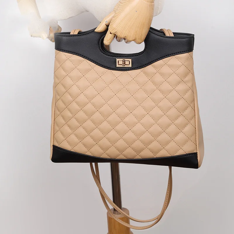 Ma'am New Pu Straws Lock Rhomboid Single Shoulder Bag