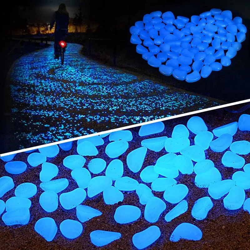 Garden Decor Luminous Stones Glow In Dark Decor Pebbles Outdoor Fish Tank Decoration Pebble Rocks Aquarium Garden Pebbles 50 PCS